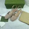 tacchi bassi Punta tonda Slingback suola in pelle cinturino alla caviglia sandali spessi designer di lusso da donna abito da sposa scarpe da sera calzature di fabbrica con scatola pantofole