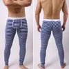 Men's Thermal Underwear Fashion Brand Cross Stripe Cotton Man Sexy Pouch Lounge Pants Gay Sleeping Pajama Leggings Size S M L