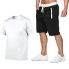 Męskie dresy 2024 bawełniane- lato 2024 DWO Zestaw kawałków mężczyzn T-koszulka z krótkim rękawem przycięte szorty
