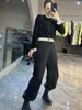 Primavera outono feminino novo design cor bloco cintura carta impressão calças compridas mlxxxxl3xl