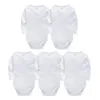 Verão outono bebê bodysuits algodão nascido menino menina manga longa conjunto branco corpo em branco bebes bebê menina macacão sólido 240119