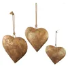 Party Supplies 1Set 3D Metal Heart-Shaped Decorative Bell Aged Brass Hanging Rope