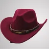 Bérets unisexe classique large bord casquette rétro cowboys Panama chapeau laine casquettes pour danses comédies musicales fêtes