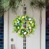 Декоративные цветы, пасхальное яйцо, венок для украшения входной двери, зеленые листья, 17,7 дюйма, праздничное крыльцо, фермерский дом, праздничный декор