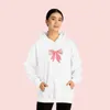 Damen Hoodies Rosa Schleife Kapuzenpullover Band Hoodie Niedlich Y2k Kokette Trendy Ästhetisch Crewneck Pullover Top Kawaii Winter Damen