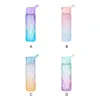 Water Bottles Octagonal Cup With Embedded Straw Trendy And Practical Choice Gradual Suction Portable Purple Blue Gradient