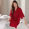 Damen-Nachtwäsche, halbe Nachthemden, Ärmel, Nacht, süßes Mädchen-Nachthemd, Satinkleid, Sommer, luxuriös, für Seide, modische Pyjamas, Strickjacke