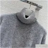 Womens Sweaters 2023 Novo Outono Inverno Tops Milan Runway Turtle Neck Manga Longa High End Jacquard Plover Designer Roupas 1013-8 Dro Dhh8V