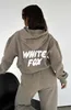 Lente Fleece Puff Letters Afdrukken Tweedelige joggingbroek met capuchon Joggerbroek Set Sweatsuit Trainingspak Dameshoodiesets