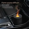 Umidificatori Umidificatore montato su auto Diffusore di aromi Lampada ad olio essenziale 100ml Mini USB Umidificatore portatile con fiamma colorata Luce notturna YQ240122