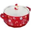 Dinnerware Sets Christmas Instant Noodle Bowl Containers Household Salad Soup Ceramics Adorable Rice