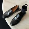 Kledingschoenen Zilveren slotgesp Dikke bodem Zwart leer Dames Ronde neus Hakken Oxford Loafers Platform Brits voor dames