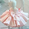 Girl Dresses Baby's First Year Dress Princess Girl's Birthday Puffy Flower Boy Korean Edition Satin Children's Host Evening