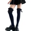 Women Socks Bowknot Stockings Womens Lace Trims Thigh High Over Knee Long For Student Girl