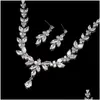 Ensembles de bijoux Emmaya exquis pour les femmes accessoires de fête cubique Zircon boucles d'oreilles collier cadeau Y200602 livraison directe Dh0F9