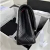 2024 10A Top Tier Quality Jumbo Double Flap Bag Luxury Designer 23cm 25cm 30cm Couro Real Caviar Lambskin Classic All Black Bolsa Acolchoada Bolsa Ombro