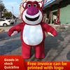 Nadmuchiwana odzież lalka truskawkowa maskotka internetowy czerwony niedźwiedź kreskówka odzież lalka ludzie noszą nadmuchiwane