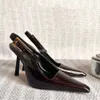 Enkele schoen hoge ontwerper Lourent lak dame hakpomp Saiint sexy 2024 nieuwe zwart puntige dames lederen elegante zusterstijl schoenen Franse sandalen NJXP