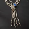 Choker Timeless Wonder Fancy Zircon Geo Glass Pearl Tassel Necklace For Women Designer Jewelry Goth Top Rare Runway 4555