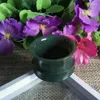 Te Cups Natural Green Jade Bamboo Teacup Health Gongfu Teaware äkta kinesiska Hetian Jades Nephrite Stone Ceremony Master