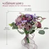 Bouquet de fleurs artificielles violettes en soie, 1 pièce, paquet de matériel, tige de verdure, ensemble combiné pour bricolage, Corsage de mariée