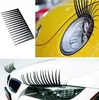 4 Stück 2 Paar schwarze niedliche 3D-Auto-Logo-Aufkleber, Auto-Scheinwerfer-Wimpern, Automobil-Wimpern, Eyeliner, Autozubehör