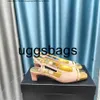 kanalskor 80mm chunky klackar slingback 2c sandaler för kvinnor vintage två ton sling tillbaka mocka kalvpumpar fyrkantig guld mössa kil kil