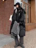 Winter new high-end Korean style hooded knee-length fashionable and warm coat with glove-style cotton padding