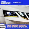 Acessórios do carro lâmpada dianteira para skoda octavia led conjunto do farol 18-20 luz de circulação diurna streamer indicador de sinal de volta