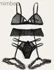 Sexy Set Sexy Bra Set Transparent See Through Bra and Panty Set with Garter Perspective Mesh Lace Lingerie Set Ladies Underwear SetL240122