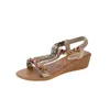 Sandalen 2024 zomerschoenen voor dames instapper dames party ronde neus dames wedges sandaal