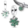 Vero e proprio Sier Sterling Lucky Four Leaf Clover ciondola il fascino del braccialetto originale della collana fai da te gioielli da donna per feste