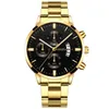 Fashion Men Black en acier inoxydable montre le calendrier de luxe Quartz Wrist Watch Mens Business Watches For Man Clock Relogio Masculino