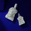 Хип-хоп Настоящее стерлинговое серебро Pass Diamond Test Полностью ледяной багет Муассанит 30 мм 3d Подвеска с изображением Иисуса для мужчин