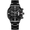 Fashion Men Black en acier inoxydable montre le calendrier de luxe Quartz Wrist Watch Mens Business Watches For Man Clock Relogio Masculino