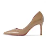 Chaussures de robe Moraima SNC Spring Est Bout pointu Talon haut Nude Noir Cuir Verni Stiletto Talons Femmes Pompes 35-41