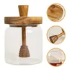 Set di stoviglie Terrario Miele Barattolo di vetro Mestolo Cucina Coperchio in legno di acacia Contenitore trasparente Dispenser