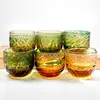Japansk Sake Cup Shot Glass Tea Cup Edo Kiriko Style Handmade kopp för bordsrestaurang Amber Glass