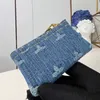 Portafoglio blu denim di alta qualità Porta carte di design da uomo Borsa con cerniera moda Borsa portachiavi da donna Portamonete portamonete