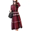 Basic Casual Jurken Designer Lente Vrouwen Jurk Zomer Lange Mouw Stand Kraag Plaid Party Werk Business Shirt Jurken Kleding