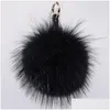 Keychains Lanyards Luxury 15cm Fluffy Raccoon Fur Ball Real Key Chains Pompom Pompon Keyring Charm Women Bag Pendant 221119 Drop Deliv Djejy