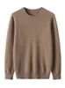 Automne hiver 100% Pure laine mérinos pull pull hommes col rond à manches longues cachemire tricots vêtements Tops basiques 240119