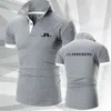 Men's Golf Polo Neck Knit Sports Polos Shirt J Lindeberg Breathable Short Sleeve T-shirt Outdoor Jersey Men's Business Wear