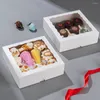 Present Wrap 5/12 Pack White Bakery Boxes With Window 8 "X 2 1/2" Förpackning för kakor Strawberry Chocolate Coverd Pie