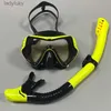 Dalış Maskeleri Yüzme dalış şnorkelli ayna silikon yüz maske solunum tüpü seti büyük çerçeve şnorkel ekipmanı 240122