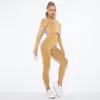 Ensembles actifs Oulylan costumes de sport ensemble de Yoga sans couture Fitness vêtements de sport à manches longues haut court chemises taille haute Leggings de course pantalon d'entraînement