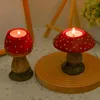 Castiçais 2 Pcs Decoração Cogumelo Titular Castiçal Artesanato Jar Tealight Mesa Decorativa Festa