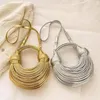 Storage Bags Handbags For Women Gold Luxury Designer Handwoven Noodle Rope Knotted Pulled Silver Evening Clutch Chic Holder Container