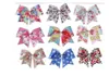 NEW ARRIVAL 7 Inch Hair Bows cartoon unicorn cheer bows Elastic Hair Bands HAIR CLIP ribbon FOR Girls Hair Accessories 20PCS 252j6336258