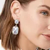 Boucles d'oreilles JURAN 2024, cristal brillant de luxe, goutte géométrique carrée pour femmes, bijoux de fête de mariage, cadeaux Brincos